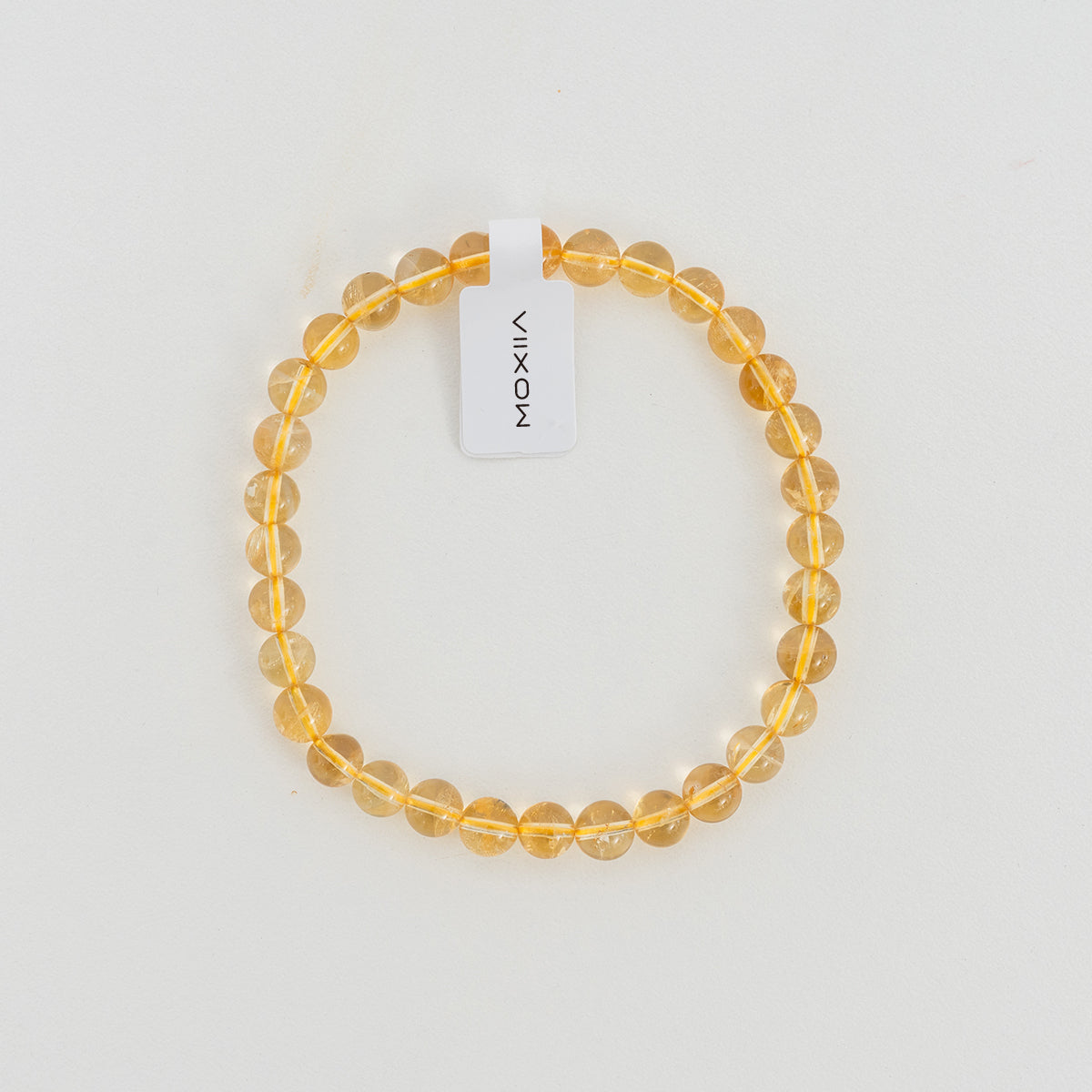 Natural Citrine Beaded Bracelet – 6mm Round Yellow Crystal Beads, Handmade Elastic Bracelet for Women & Men